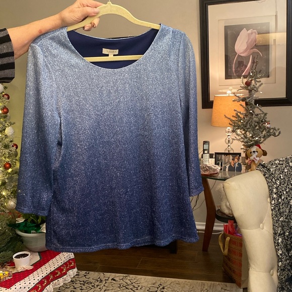 Two-tone blue evening top - Picture 1 of 3